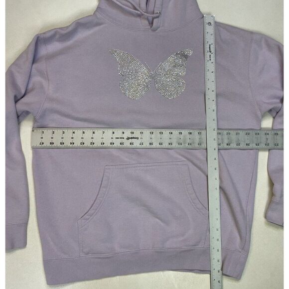 Seven Emotions Butterfly Crystal Rhinestones Pullover Hoodie Women Large Purple - Picture 5 of 5